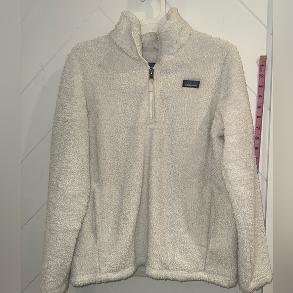 Patagonia Kids Los Gatos Quarter Zip deep pile Fleece Pullover Birch White XL 14 - Picture 4 of 7
